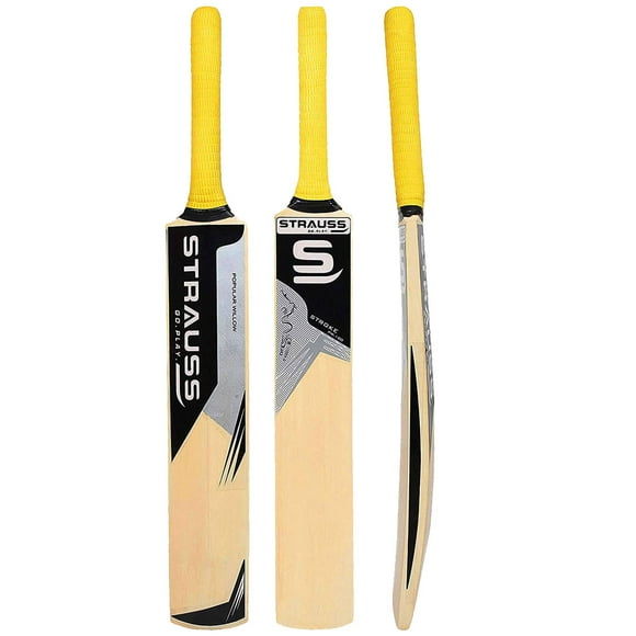 Strauss PW-100 Popular Willow Tennis Cricket Bat , Made Of Carefully Selected Willow | Black & Yellow