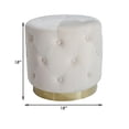 thumbnail image 5 of Kate 18 Inch Round Button Tufted Ottoman, Velvet, Gold Metal Base, White, 5 of 5