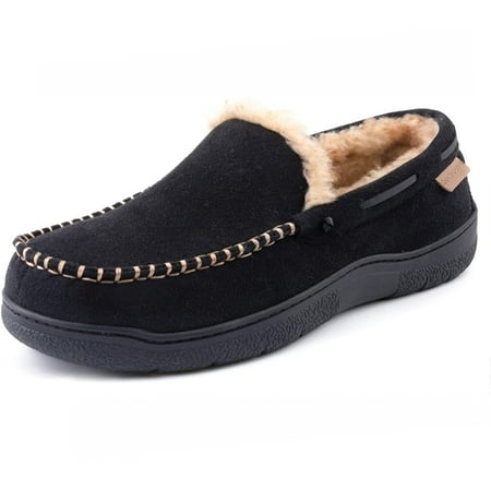 

RockDove Men s Carter Faux Fur Lined Microsuede Moc Slippers Memory Foam House Shoes Indoor and Outdoor Warm Loafer Slippers