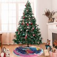 thumbnail image 7 of Rocae Colorful Whimsical Earth for Christmas Tree Skirt with Pom Pom Trim for Holiday Party for Holiday Home Decor Indoor Outdoor-48", 7 of 7