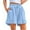 Blue, variant on Tnhcen Women's Elastic Waist Drawstring Shorts - Cotton Linen Blend Loose Fit Workout Shorts with Pockets Pre-Washed Cotton Feel S-2XL for Women