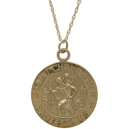 Simply Gold Precious Sentiments 10kt Yellow Gold St. Christopher Protect Us Pendant, 18