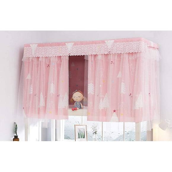 Dormitory Bunk Bed Curtains Bed Canopy Single Sleeper Bed Curtain Home Dorm Blackout Cloth Breathable Dustproof Shading Nets Bedding Curtain (Dream Forest, 1 Piece dustproof top)