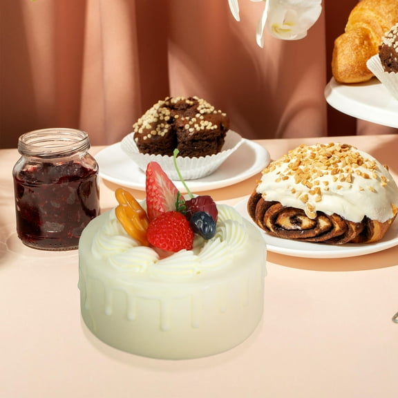 GAXIRE Realistic White Fake Cake Prop Made of PVC for Tabletop Decoration and Photo Display Accessory