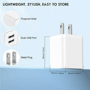 Xubinwww USB Plug USB Wall Charger 2 Pack Port USB Electrical Plug Cube 5V 2.4A Charging Block USB Plugs Compatible Ankr1622j21 Lighting Plug Sl1316 Phone Chargers for Android Type C Plug Qube50 Two