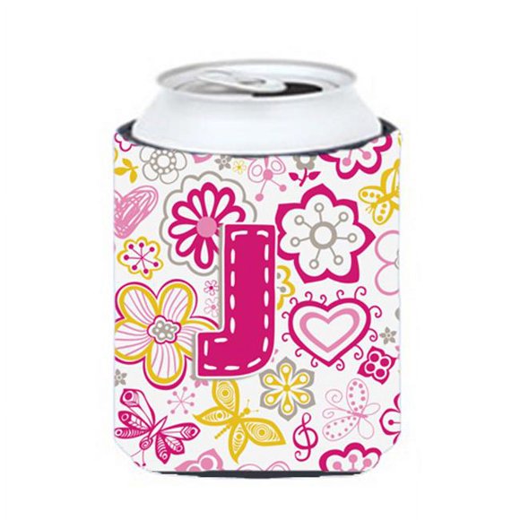 Carolines Treasures CJ2005-JCC Lettre J Fleurs et Papillons Rose Canette & Bouteille Hugger