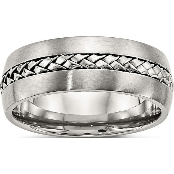 Stainless Steel Brushed And Polished Braided 8mm Band (Size 8.5) Made In China sr505-8.5