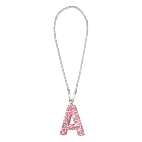 Encanto de carta de coche Uxcell, letra inicial A, adorno colgante para espejo retrovisor, decoración de auto para mujeres y hombres, regalos de suerte, rosa