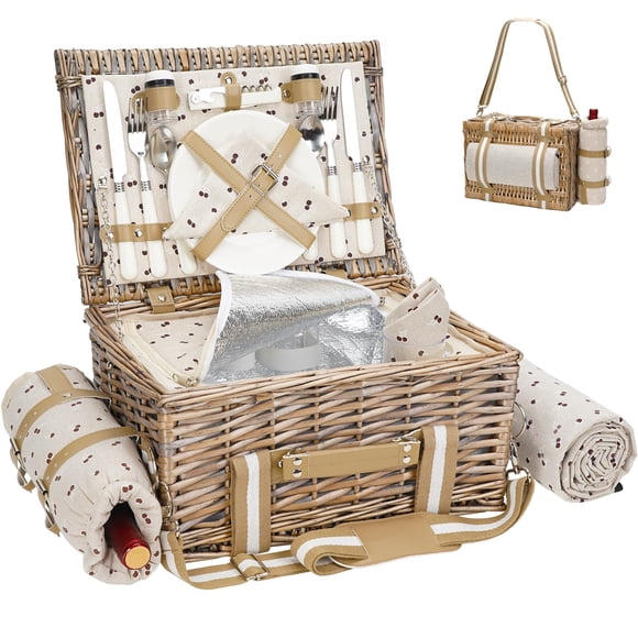 Cesta de Picnic G GOOD GAIN para 2 personas con Manta y Enfriador Aislado