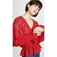 thumbnail image 2 of Free People Blouse Paysanne pour Femmes avec Étoiles, Rouge, Petit, 2 of 6