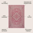 thumbnail image 2 of JONATHAN Y SMB101G-5 Sinjuri Medallion Textured Weave Fuchsia/Light Gray 5 ft. x 8 ft. Indoor/Outdoor Area Rug, Pet Friendly, Stain Resistant, Easy to Clean, for Patio, Living Room; Kitchen, Bedroom, 2 of 11