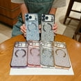 thumbnail image 2 of Glitter Case for iPhone 13 Pro Phone Case, Magnetic Compatible with Mag-Safe, Sparkle Bling Shiny Sparkly Shining Design, Leopard Pattern Rugged Shockproof Cover for Women Girls, Blue, 2 of 11
