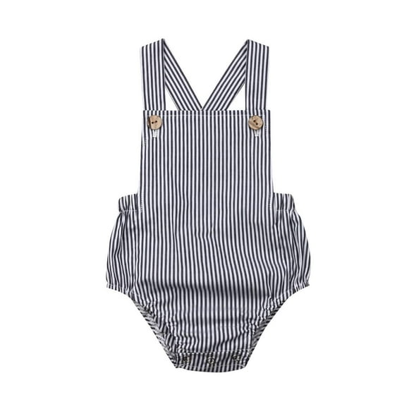 Baby Girl Boy Sleeveless Strap Shorts One-Piece Romper Bodysuit Solid Jumpsuit Bib Pants Summer Clothes (12-18M, Backless Shorts Romper-Striped Black)