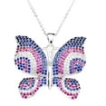 thumbnail image 2 of Matashi Rhodium Plated Butterfly Necklace w Pink Blue Clear CZ Stones Christmas Gift for Mom Wife Girlfriend Gift for, 2 of 7