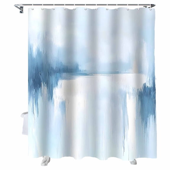 Shower Curtains Abstract Ombre Blue White Bath Curtain Oil Painting Art Waterproof Bathroom Shower Curtain Set with Hooks Decoration 36 x 72 Inches