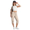 thumbnail image 4 of Women's Capri Pants with Pockets Lightweight Quick Dry Water Resistant Hiking Travel Summer Pants for Outdoor Khaki M, 4 of 6
