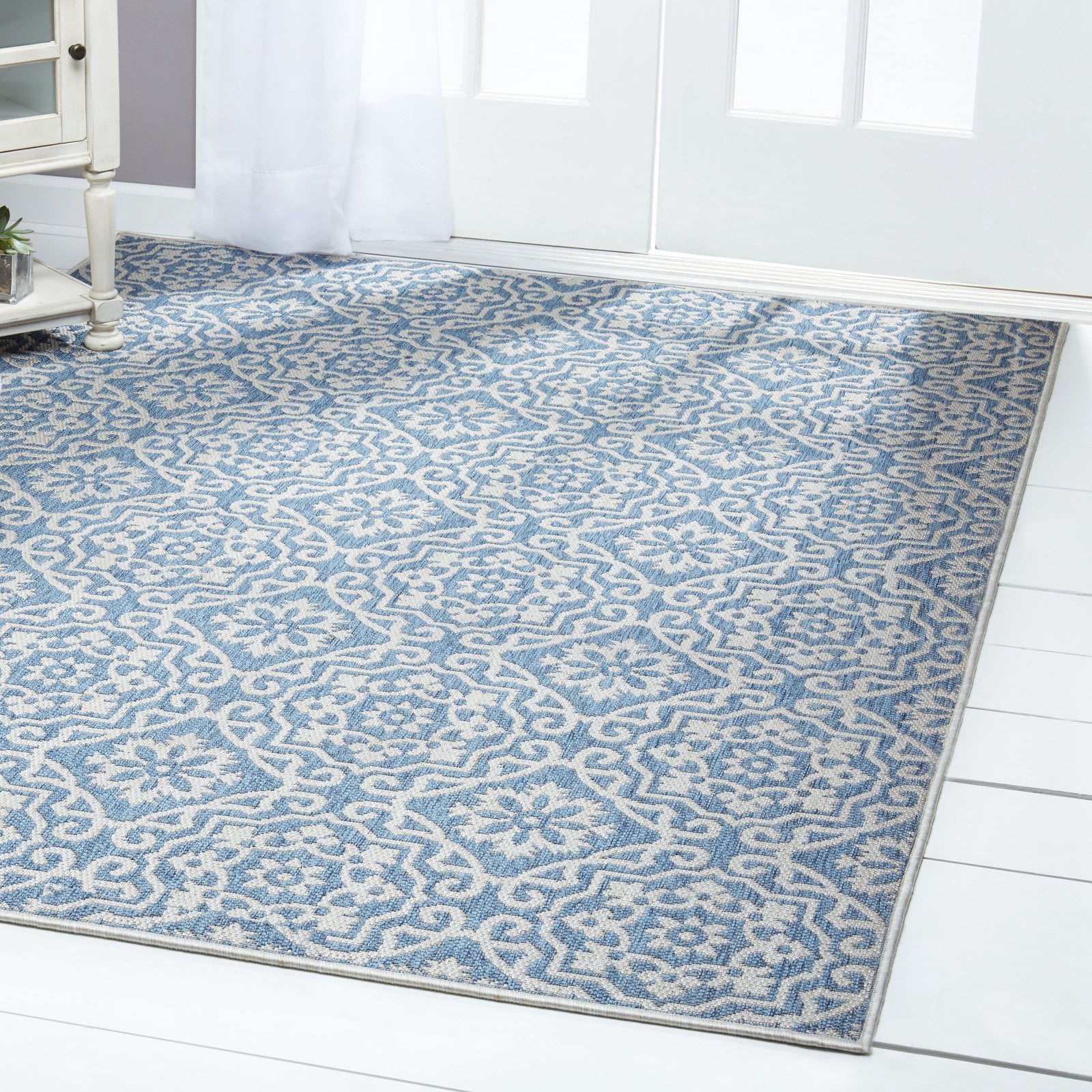 Nicole Miller New York Patio Country Danica Transitional Geometric Indoor/Outdoor Area Rug, Black/Grey, 5'2"x7'2"