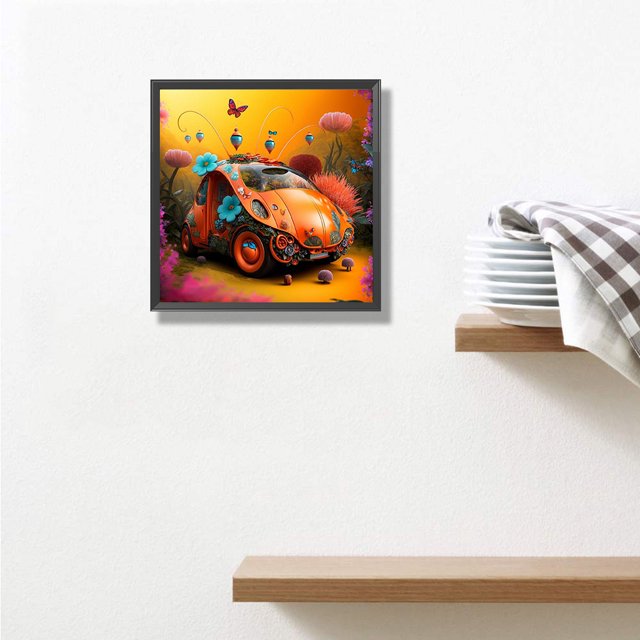 Cuadros Decorativos 5D bricolaje taladro redondo completo diamante pintura coche Kit arte decoración del hogar (NH3157) Wdftyju embutido en tela