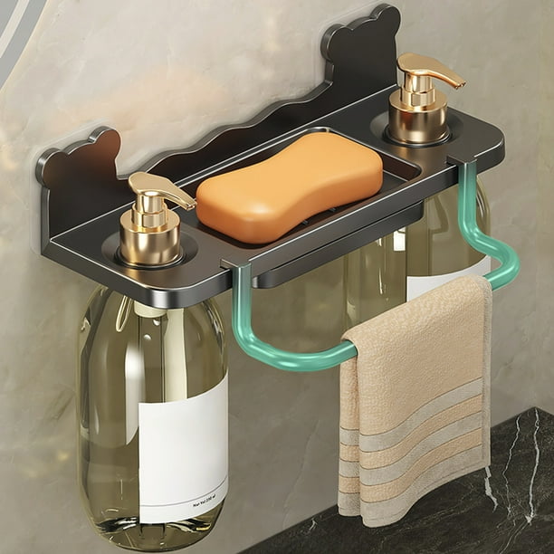 Soporte para champú, acondicionador y jabón de pared sin taladro, apto para baños, cocinas y aseos.