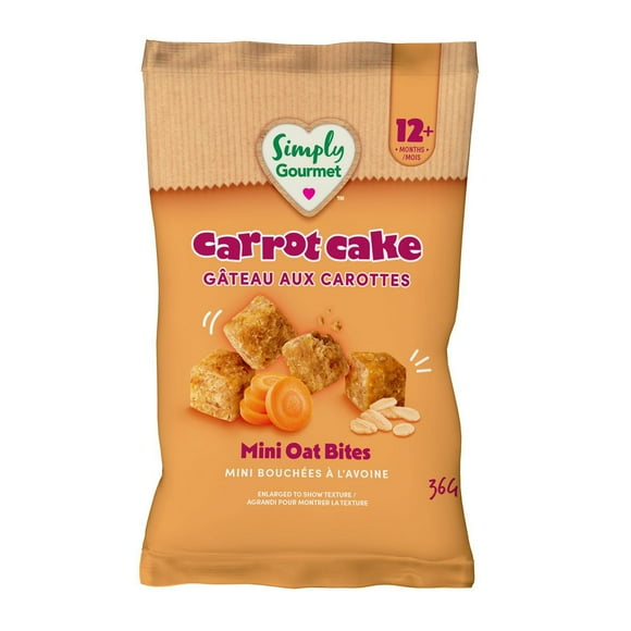 Simply Gourmet™ Carrot Cake Mini Oat Bites Toddler Snack | Soft-Baked Gluten-Free Snack for Toddlers 12+ Months | No Added Sugar | From the Makers of Baby Gourmet