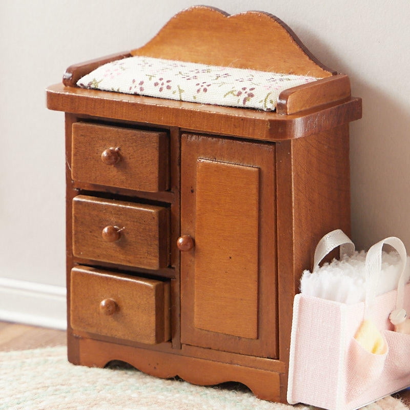 Dollhouse Miniature Changing Table White Wood 1:12 Scale Nursery Room Furniture
