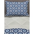 thumbnail image 3 of Moroccan Comforter & Sham Bedding Set, Azulejo Tile Pattern Diagonal Ceramic Pattern Star Design Ornament, 3 pcs Duvet Set Microfiber Filling Quilt, 5 Sizes, Dark Blue White, by Ambesonne, 3 of 4