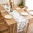 thumbnail image 3 of Orange Brown Eucalyptus Table Runner - 48 Inch Long Watercolor Spring Weeping Botanical Cotton and Linen Blended Dress Scarves Farmhouse Table Runner for Kitchen Dining, Coffee Table, 13" x 48", 3 of 8