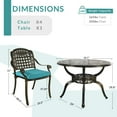 thumbnail image 6 of MEETWARM 5 Piece Patio Dining Set, Outdoor All-Weather Cast Aluminum Dining Table Set, Patio Furniture Set for Backyard Garden Deck, Include 4 Chairs, 4 Cushions and 1 Round Table, Ocean Blue, 6 of 7