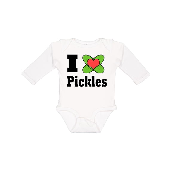 Inktastic I heart pickles Boys or Girls Long Sleeve Baby Bodysuit