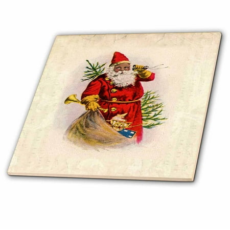 3dRose Illustration Of African American Santa Claus - Ceramic Tile, 4-inch