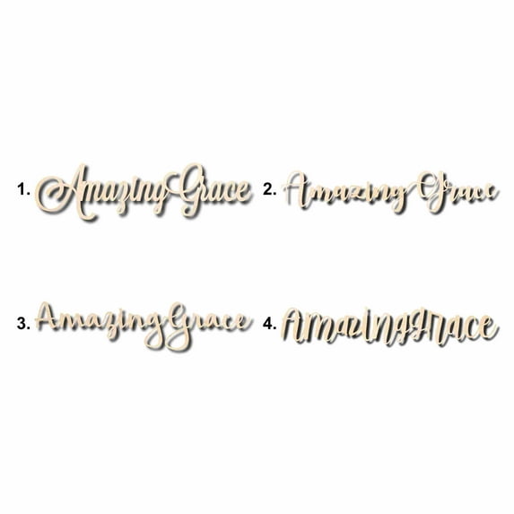 Amazing Grace Sign Unfinished Wood Cutout Home Decor DIY Option 1- 30" Wide / 1/4"