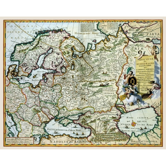 Historic Map - Russia European - Visscher 1681 - 28.76 x 23 - Vintage Wall Art