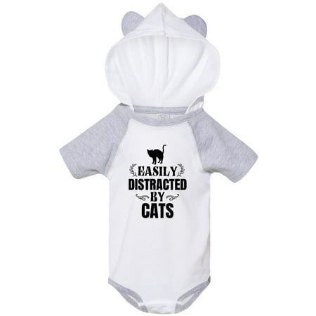 

Inktastic Easily Distracted by Cats Gift Baby Boy or Baby Girl Bodysuit