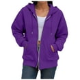 thumbnail image 6 of felwors Hoodies for Women Zip up Lightweight Sweatshirt Long Sleeve Fleece Hooded Jacket Coat Fall Casual Outfits Pockets Dark Purple, XXL, 6 of 7