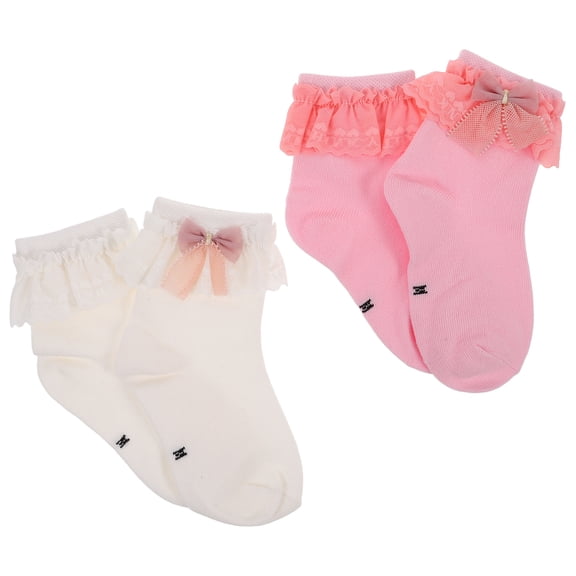 HOMEMAXS 2pairs Baby Socks Girls Lace Ruffle Socks Soft Frilly Socks Cute Cotton Socks For Newborn Infant Toddler Baby Girls Dress Up