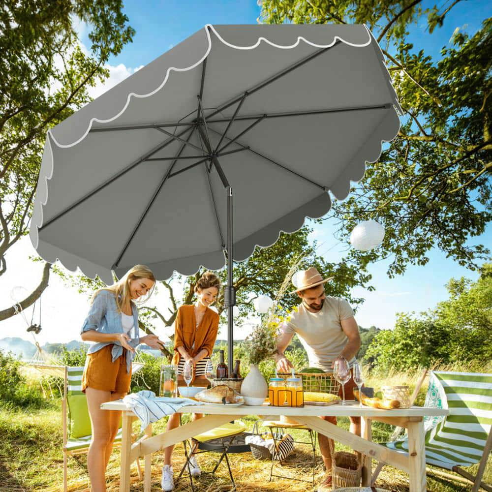 Spaco 10 Feet Patio Umbrella Outdoor Market Umbrella with Crank Tilt Adjustment, Outdoor Shade, Gray