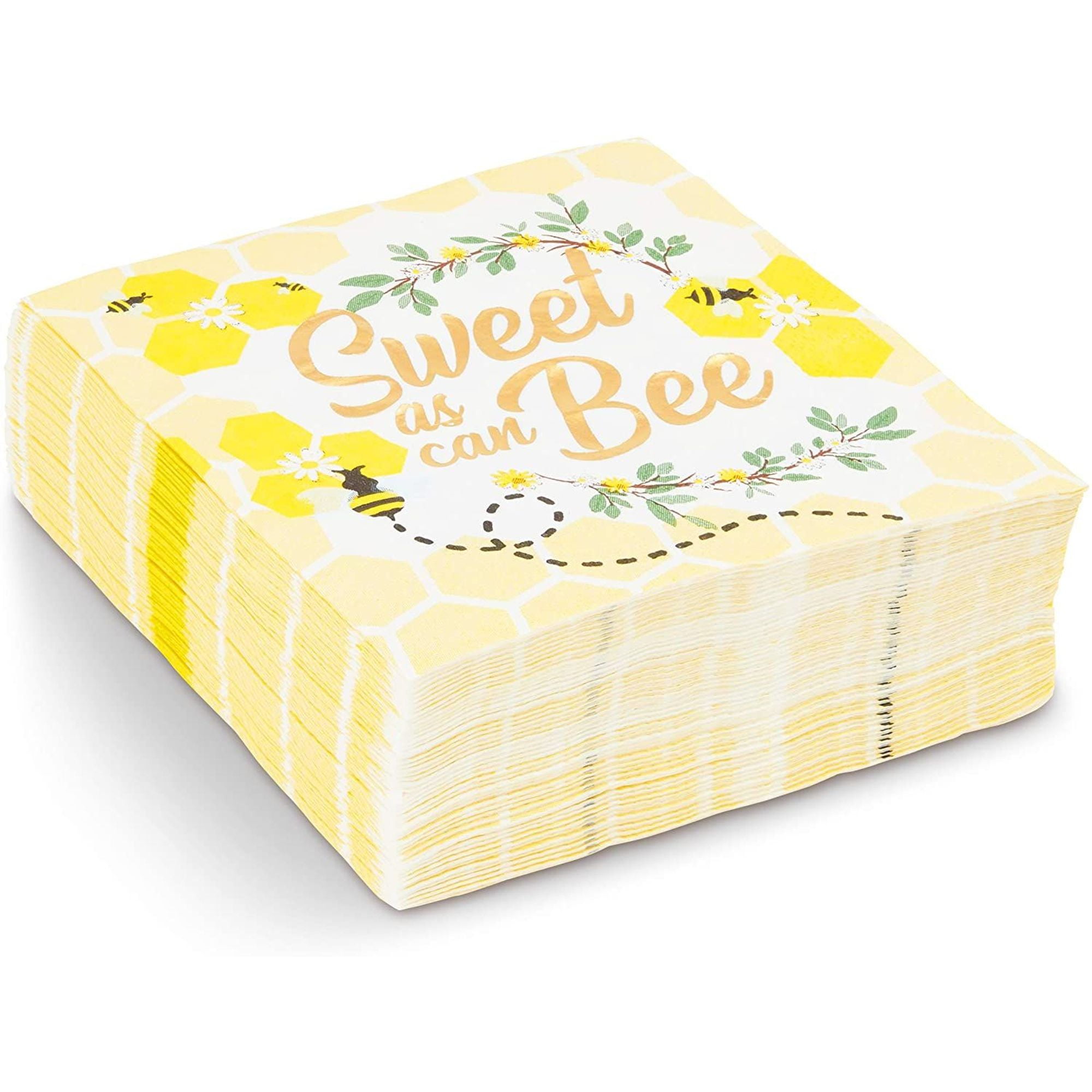 50Pack Bumblebee Cocktail Napkins, 3Ply Sweet As Can Be Disposable
