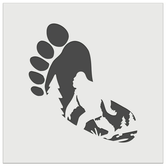 Bigfoot Sasquatch Silhouette in Footprint DIY Cookie Wall Craft Stencil - 5.5 Inch