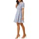 thumbnail image 4 of Vestido de verano floral de manga corta con cuello de lazo de INSPIRE CHIC para mujer en púrpura M, 4 of 6
