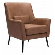 HomeRoots 29" Brown Faux Leather And Gold Arm Chair