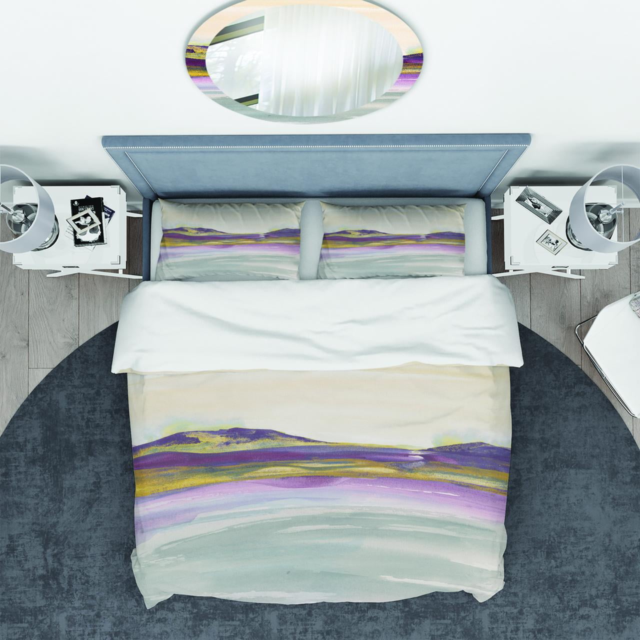 Designart 'Painted Purple and Gold Landscape II' Geometric Duvet Cover Set