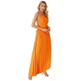 thumbnail image 4 of CHICTRY Womens One Shoulder Long Formal Dress Sleeveless Ruched Evening Ball Gown Cocktail Party Dress Orange XL, 4 of 7