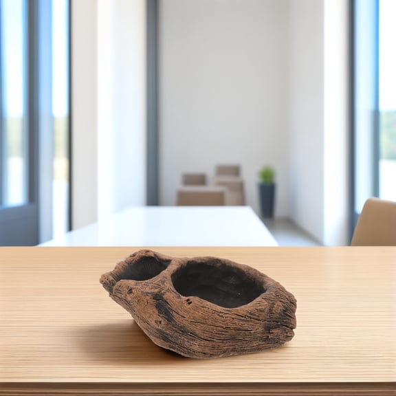 ETEREAUTY Decorative Brown Cement Planter Faux Wood Flowerpot Designed for Storage