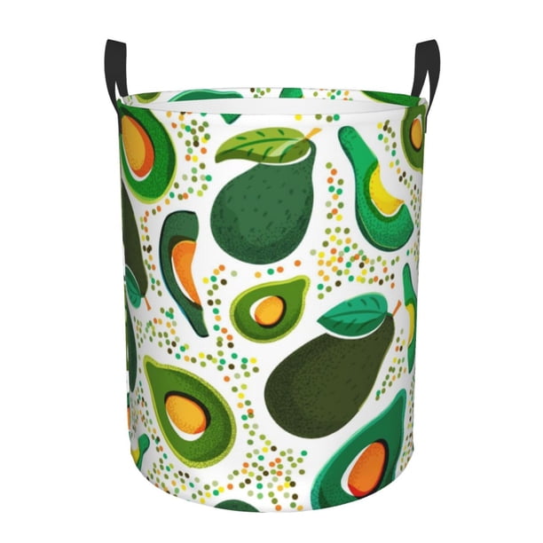 Fotbe Green Avocado Cesto de Ropa con Asas, Cesto Impermeable de Gran Capacidad, Bolsa de Lavado para Dormitorio, Cesto de Ropa con Ruedas y Asas-Small