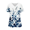 thumbnail image 4 of PVCS Womens Tops Women's Fashion Casual Printed Short Sleeve Button V-Neck Top Blouse, 4 of 4