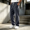 thumbnail image 4 of Hearthz Corduroy Wide Leg Men Pant Workout Running Men's Quick Dry Work Pants Elastic Waist Drawstring Mens Jogger Pants with Pockets Dark Gray M, 4 of 6