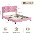 thumbnail image 2 of Pink Full Bed Frame with Upholstered Headboard, Heavy-Duty Platform Bed Frame with Strong Wood Slats, No Box Spring Needed/Noise Free/Easy Assembly, 2 of 8
