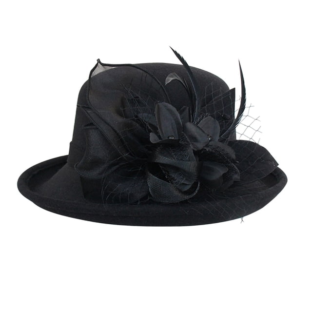 Chapeau Melon Petit pour Femme, Automne et Hiver, Fleurs, Rond, Décontracté, Style Bassin de Pêcheur