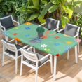 thumbnail image 2 of Spring Easter Table Cloths for 3 Foot Rectangle Tables, Bunny Colorful Eggs Floral Green Patio Waterproof Elastic Fitted Tablecloths, Washable Rectangular Table Cover for Camping, 2 of 8