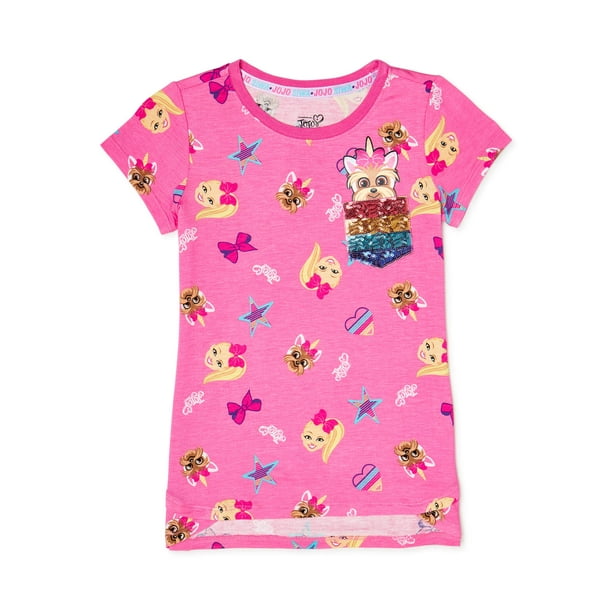 JoJo Siwa - Jojo Siwa Girls Bow Graphic Print Pocket T-Shirt, Sizes 4